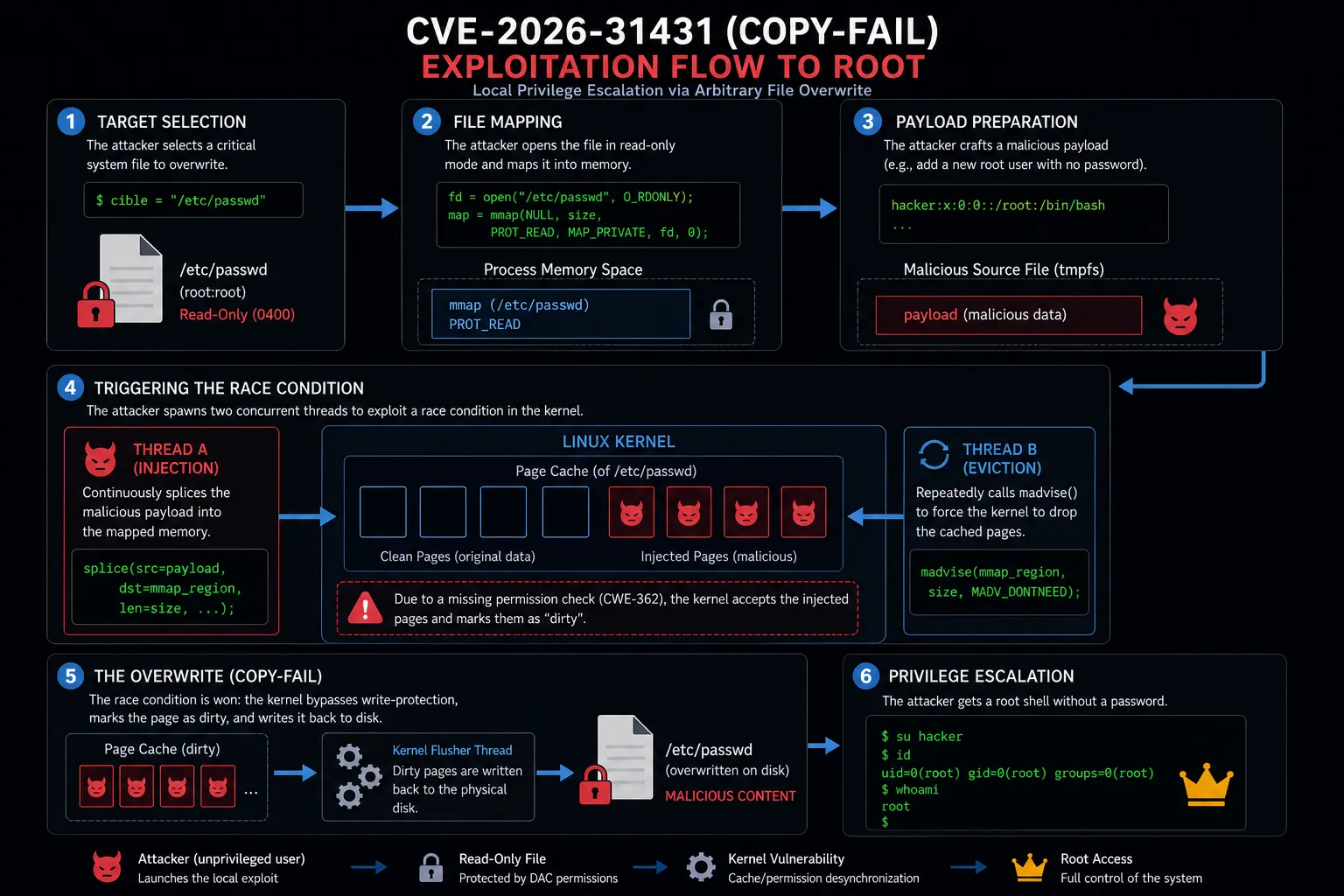 CVE-2026-31431: Exploitation Flow to Root